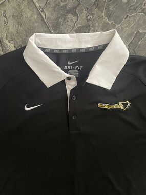 NIKE MICHIGAN TECH Black with White Contrast Collar DriFit Collegiate Sport Polo